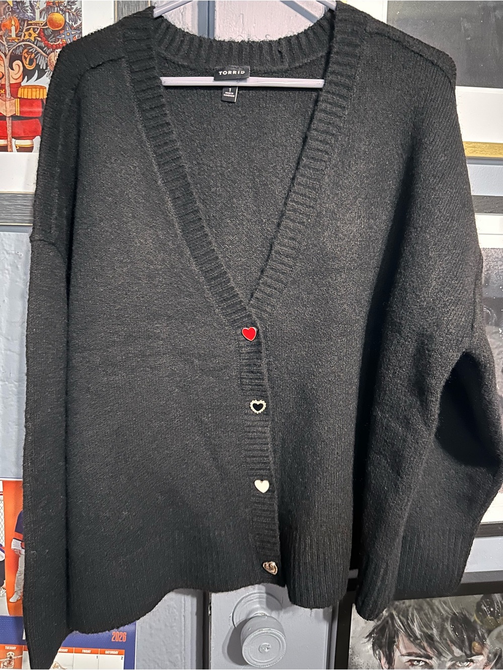 Torrid Black Heart-Button Cardigan Size 1